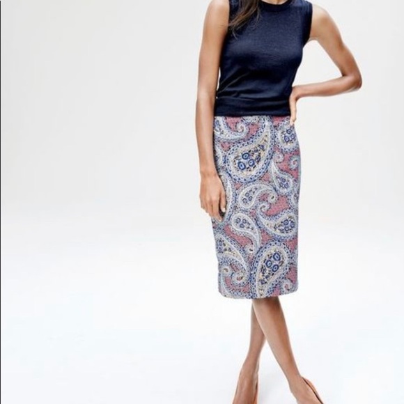 J. Crew Dresses & Skirts - J. Crew Pink Blue Yellow Paisley No. 2 Pencil Skirt